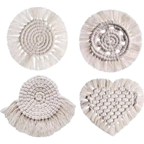 Cotton Coasters Mats Insulation Coffee Pad Placemat Handmade Macrame Cup Cushion Mat for Table