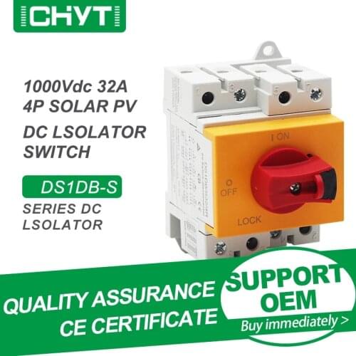 Free Shipping CHYT EDS1DB-S TUV 4P PV DC 1000V 32A Din Rail Solar Rotating Handle Isolator Rotary Switch Disconnector For Solar
