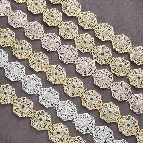 2021 Jul Moroccan Algeria Chic Caftan wedding gold and silver color Metal Luxury belt for Women Belt Chain Adjustable Length