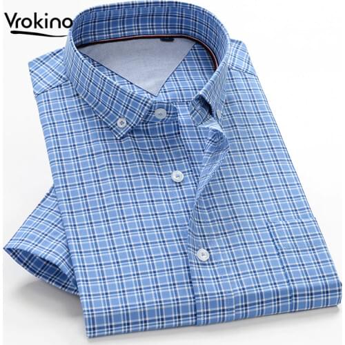 2020 Summer New Style Large Size Mens Shirt 8XL 9XL 10XL Business Casual High Quality 100% Cotton Plaid Short Sleeve Shir