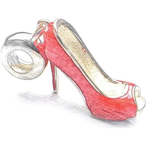 Silver Red Shoe Open Toe Pump Charm Karma Beads Fit Bracelet Necklace, DIY Bead Accessories Gift For Jewelry Making For Women