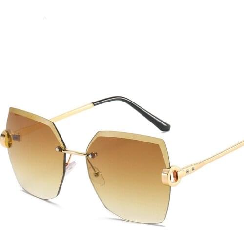 2021 Vintage Rimless Sunglasses Women Brand Designer Fashion Coating Gradient Clear Men Sun Glasses AS022