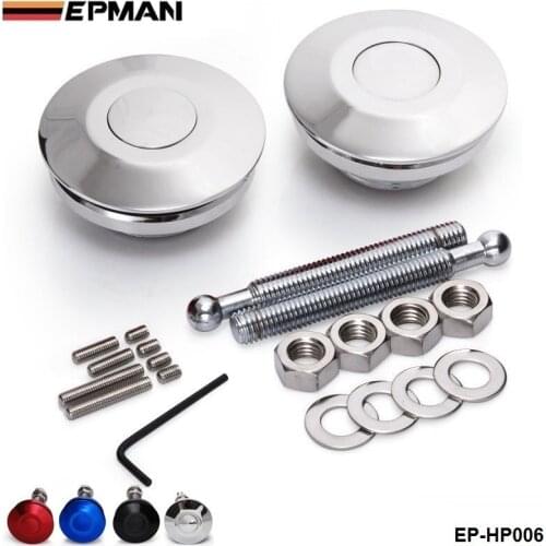 Universal Push Button Billet Hood Pins Lock Clip Kit Car Quick Latch EP-HP006