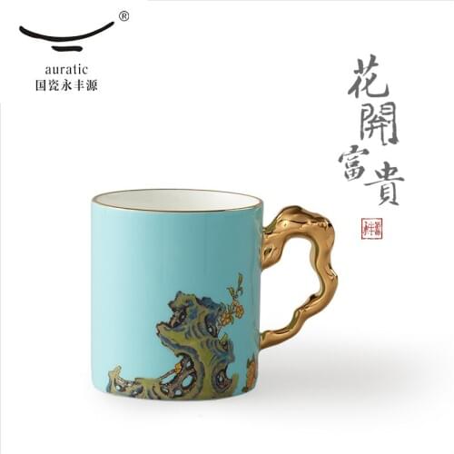 Womens porcelain cup 340ml mug, office cup, household tea cup, Chinese style ceramic cup