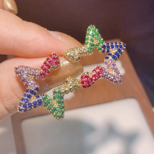 HIBRIDE Fashion Star Design Stud Earring For Women Accessories Full Cubic Zircon Earrings pendientes mujer moda E-804