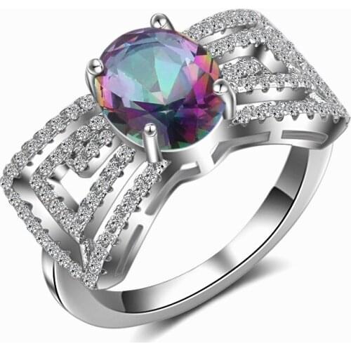 WYJZY Hot selling colorful stones ring for women fashion exaggerated wearing jewelry ball party personality wearing jewelry