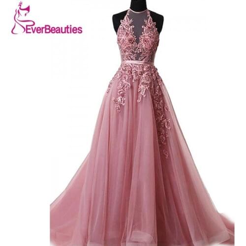 Robe De Soiree Evening Dress Long 2020 Appliques Beading Long Tulle Party Gowns Evening Gowns Abendkleider
