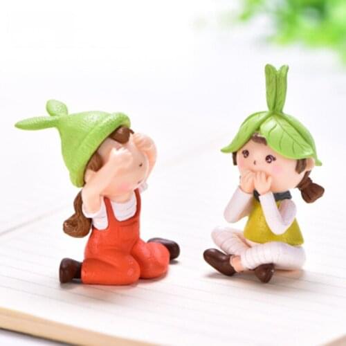 ZOCDOU 1 Piece Cute Lovely Creative Leaf Doll Model Small Statue Figurine Mini Crafts Ornament Miniatures DIY Home Garden Decor