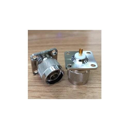 1pcs Adapter N Type Male Plug 4 Hole panel Mount flange with solder cup straight connectors Wholesale