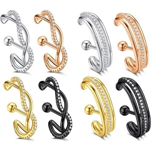 1Pc Cartilage Helix Tragus Earring Steel Bar And Long Cz Earlobe Screw Back Stud Ear Piercing Jewelry