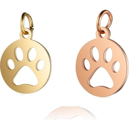10pcs/lot Stainless Steel DIY Dog Paw Jewelry Accessories Making Charm Pendant For Necklace Bracelet