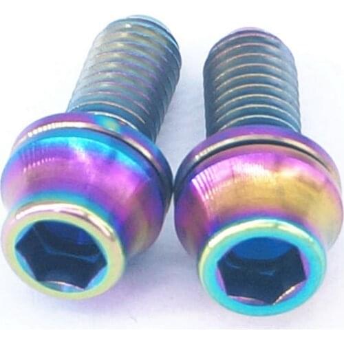 2 PCS M5x12mm Rainbow GR5 Titanium Cone Head Screw With Washer For Bike Bottle Cage