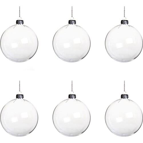 6Pcs 8cm DIY Christmas Tree Hanging Ball Transparent Acrylic Ball Clear Plastic Fillable Ball Ornament