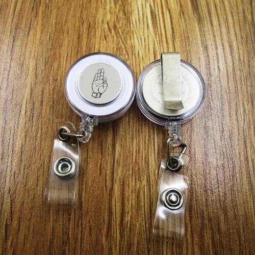 Asl F ID Badge Reel for Docter Nurse Teacher Student retractable recoil id badge holder work fun