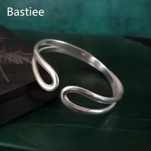 Bastiee 999 Silver Hmong Bangle Bracelet For Women Engagement Luxury Jewelry Handmade Vintage Bangles Miao Wedding Jewellery
