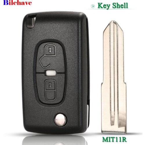 Bilchave 2 Buttons Flip Remote Car Key Case FOR Peugeot 4007 ET 4008 Citroen C-Crosser C4 Aircross Key Shell Replace