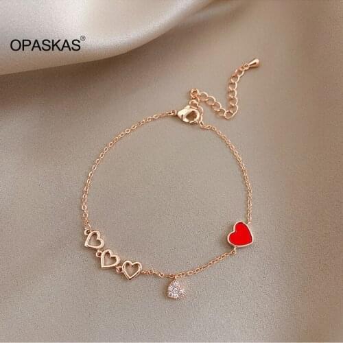 Red Peach Heart Bracelet Female Girlfriends Bracelet Simple Personality Student Bracelet Durable Not Fade PT