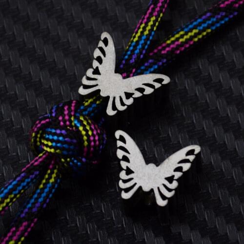 1pcs Titanium Butterfly Gray Paracord Lanyard Beads Metal Ti EDC Knife Tool Parachute Cord Bead Charms Pendant Mens Bracelet Diy