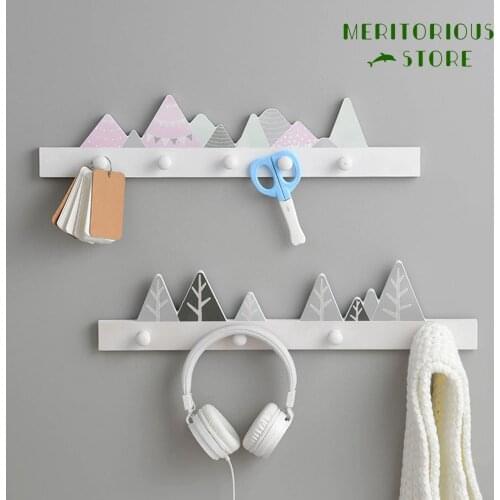 Home Decor Cartoon Wood Key Holder Clothes Storage Hook Wall Hanging Hanger Hooks Coat Hooks Rack Key Hanger Accessories