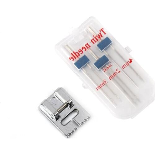 Double Twin Needles Fittings Needles Wrinkled Sewing Presser Foot for Sewing Machine Size 2/90 3/90 4/90 Multifuctional