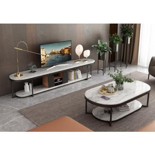 Boreal Europe modern marble TV ark tea table combines contracted elliptic double deck TV ark tea table sitting room indoor