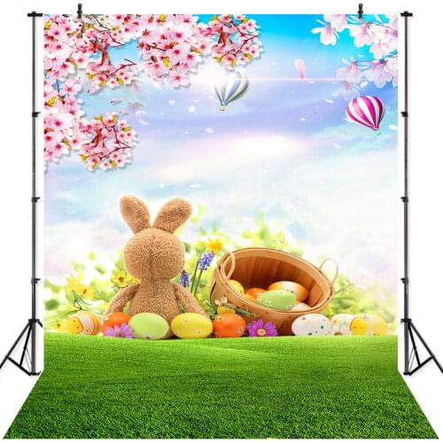 NeoBack Bunny Balloons Spring Easter Egg Basket Flower Baby Photocall Photo Background Children Kids Studio Photography Backdrop