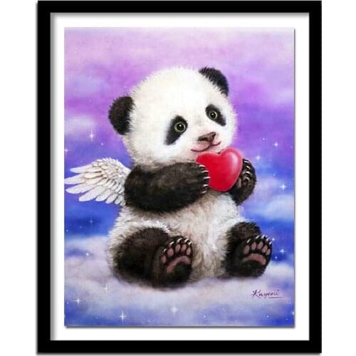 H411 diamond painting panda angel,rhinestone painting,square,full,diy,5d embroidery,diamond embroidery panda
