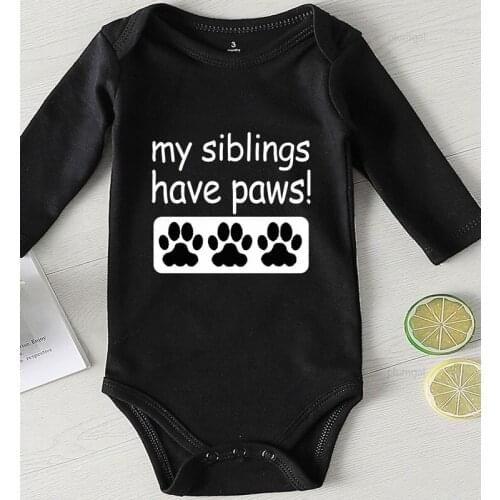 Dog Print Siblings Have Paws Cotton Toddler Girl Fall Clothes Children Jumpsuits Clothing for Babies Bodysuit for Newborns
