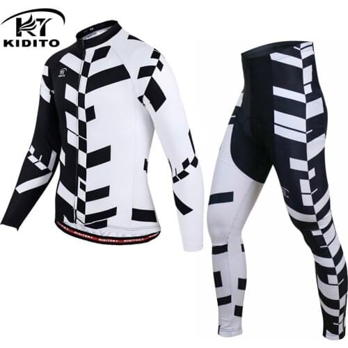 KIDITOKT Mens Bicycle clothes Spring autumn sports suit hygroscopic and sweat releasing Long sleeve trousers Slim suit