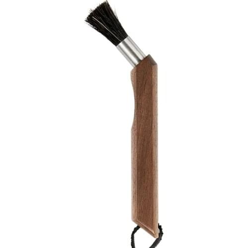 Espresso Machine Coffee Grinder Powder Cleaning Brush Natural Bristles Walnut Wood for Barista Home Kitchen Bean Grain Tool