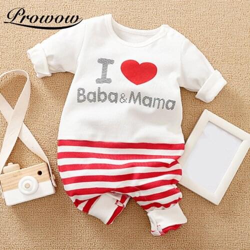 Prowow I Love Baba And Mama Baby Clothes Summer Girl Toddler Jumpsuits For Newborn Overalls Patchwork Baby Romper Infant Outfits
