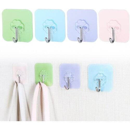 8PCS Transparent Wall Hooks Waterproof Seld Adhesive Hooks Traceless Clothes Kitchen Bathroom Tools Hanging Hooks