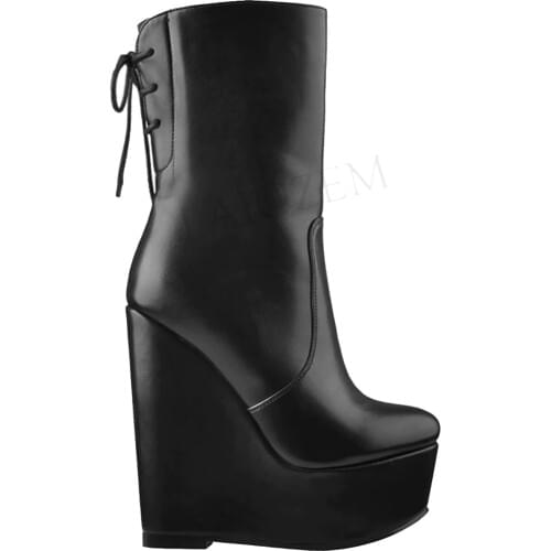 LAIGZEM Women's Wedge Ankle Boots