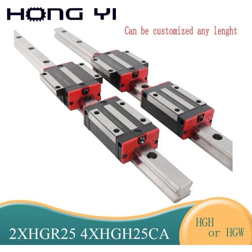 2pcs linear rail HGR25 cnc parts and 4pcs HGH25CA or HGW25CC linear guide rails block HGW25CC1100MM 1200MM 1300MM