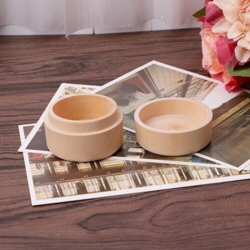 Small Round Wooden Storage Box Handmade Jewelry Organizer Soap Crafts Case