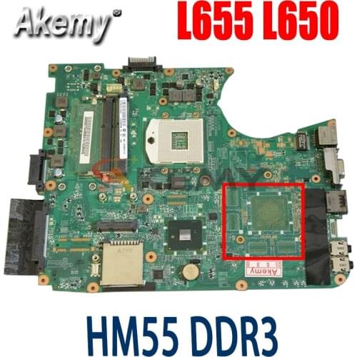 AKemy laptop motherboard for TOSHIBA Satellite L655 L650 A000075380 31BL6MB0000 DA0BL6MB6G1 Mainboard HM55 DDR3 Free cpu