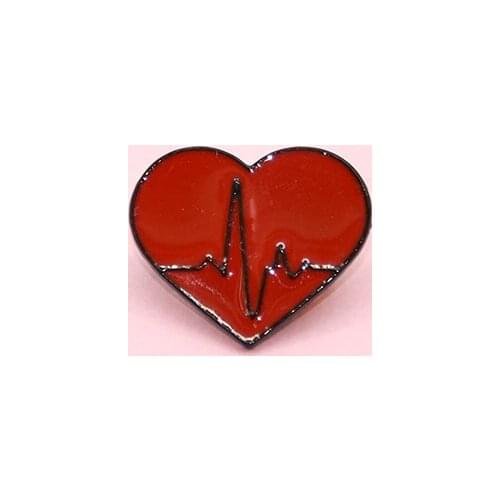 Red ECG Badge Cartoon Love Heartbeat Metal Enamel Brooch Fashion Lapel Backpack Jewelry Accessories Gift For Friends