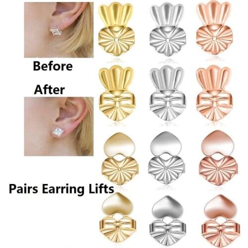 Fashion 14 Styles Hypoallergenic Earring Lifter Fits All Earlobe Stud Back Nut Lift Support Post Earrings For Women