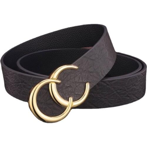 New Leather Belt Mens Leather Belt Smooth Buckle Double C Letter Black Coffee 3.3cm Designer Belts Men