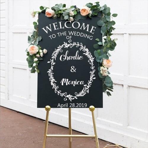 Custom Wedding Name And Date Welcome To The Wedding Sticker Personalized Decal DIY Decor Chalkboard Sign Decal Wedding Stickers