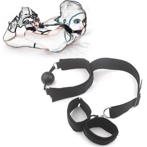 Fetish Slave Handcuffs Ankle Cuffs Collar Mouth Gag Nipples Clamp BDSM Bondage Restraint Adult Erotic Sex Toys For Woman Couple