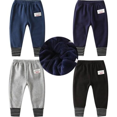 2021 New Fashion Boys Winter Pants Elastic Waist Thicken Soft Kids Girls Velvet Warm Trousers Children Clothes For 2-6 Years