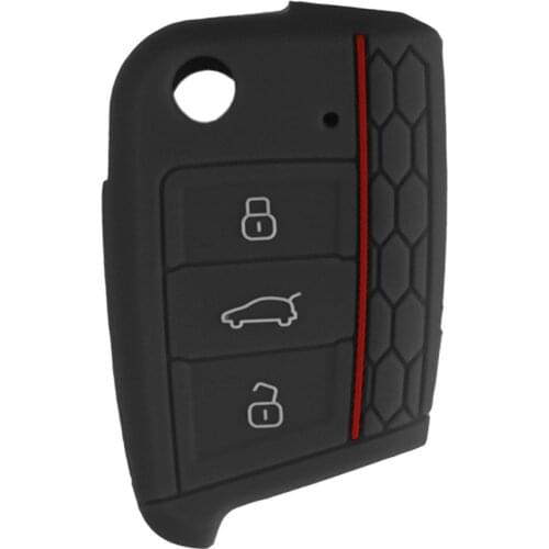 New Silicone Key Cover Case With Red Stripe For Volkswagen Golf 7 MK7 Keyring Hot Selling