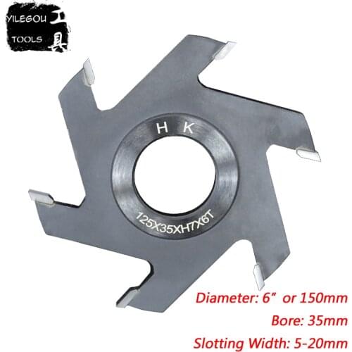150mm TCT Grooving Bit 6" Slotting Saw Blades End Mill 6 Teeth Milling Cutter For Woodworking, Bore:35mm, Slotting Width:5-20mm