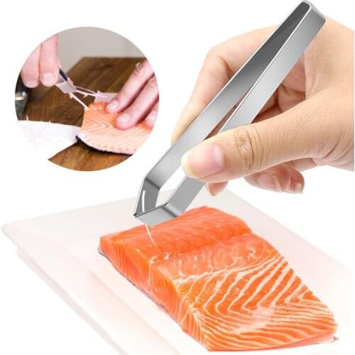 Fish Bone Tweezers Stainless Steel Pincer Clip Hair Remover Pliers Tongs Seafood Fish Bone Plucking Clamp Puller Kitchen Tools