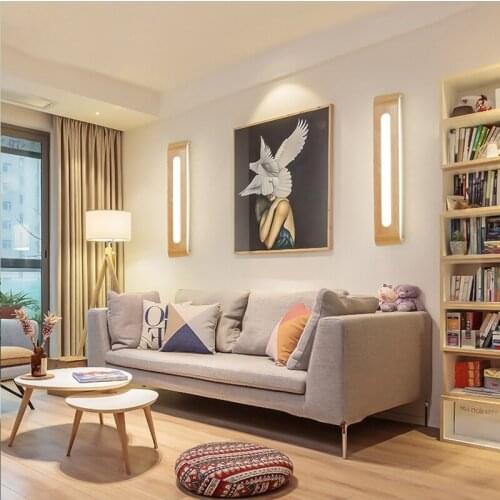 Nordic Modern Minimalist Staircase Aisle Solid Wood Wall Lamp Creative Bedroom Bedside Small Lights Bathroom Mirror Front Lamp