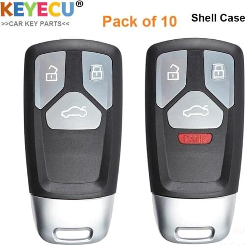 KEYECU 10PCS Smart Remote Car Key Shell Case Cover for Audi TT A3 A4 A4L A5 A6 A8 Quattro Q5 Q7 SQ7 S4 S5 SQ7 2017+,3/ 4 Buttons