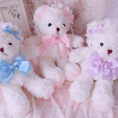 Y1UE Bear Bag Lolita Lolita Handmade Bear Bag Messenger Backpack Soft Girl Cute Lolita Bear Plush Shoulder Bag Female Korean
