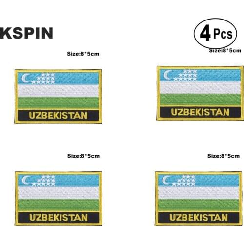 Uzbekistan Rectangular Shape Flag Iron on Saw on Patches Embroidered Flag Patches National Flag Patches for Clothing