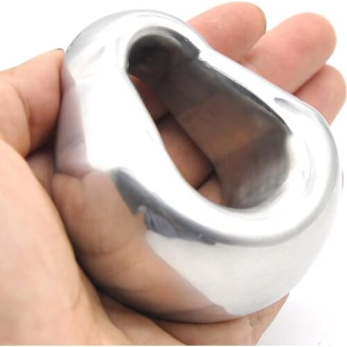 Heavy Stainless Steel Ball Scrotum Stretcher Penis Cock Ring Metal Locking Pendant Delayed Ejaculation Male exercise Sex Toys